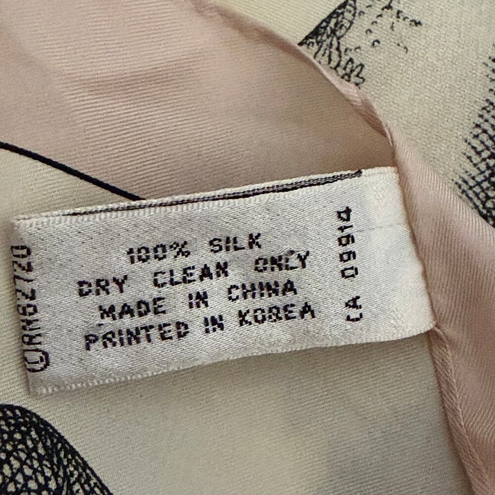 Adrienne Vittadini Silk Scarf Shoe Print Blush Cream Vintage Style 11x51 - Picture 8 of 9